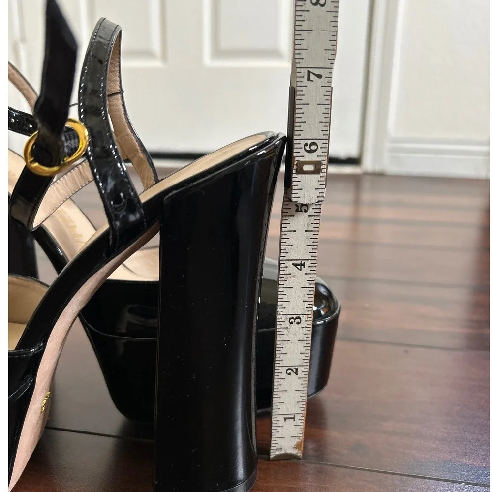 NWOB Stuart Weitzman Skyhigh 145 Chunky Platform Pumps Sz 8.5 Patent Leather Y2K